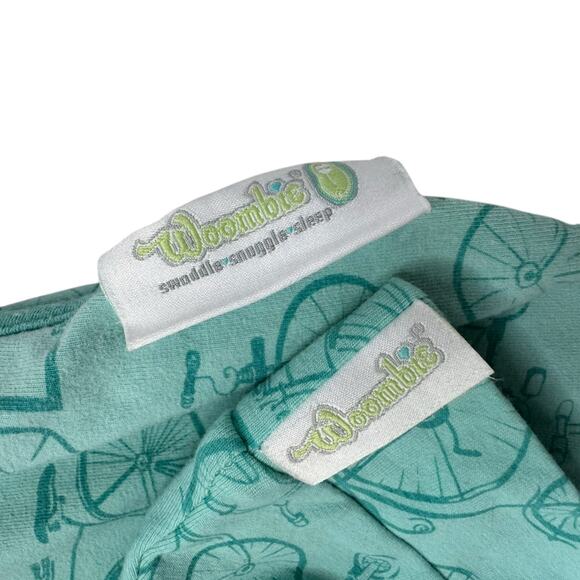 WOOMBIE Bicycle Print Original Big Baby Wearable Blanket Swaddle 14-19lbs Green - Picture 4 of 5